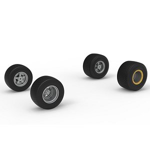 Wheel Set of Vintage Dirt late model Race car Version 4 Scale 1 to 25 3D model