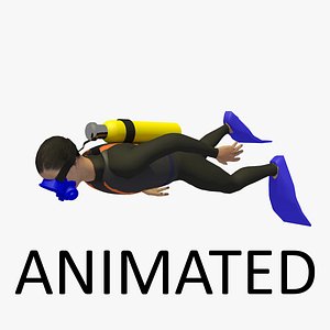 3D diver swimming person animation model