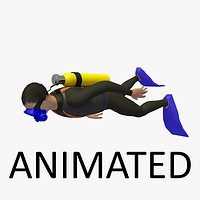 Animated Diver 2 Swimming Underwater