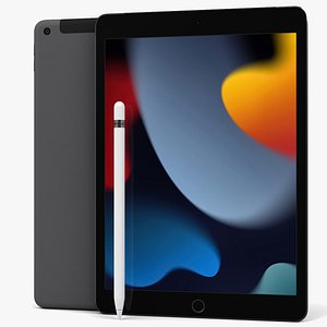 Apple iPad 10-2 2021 Space Gray With Pencil 3D model