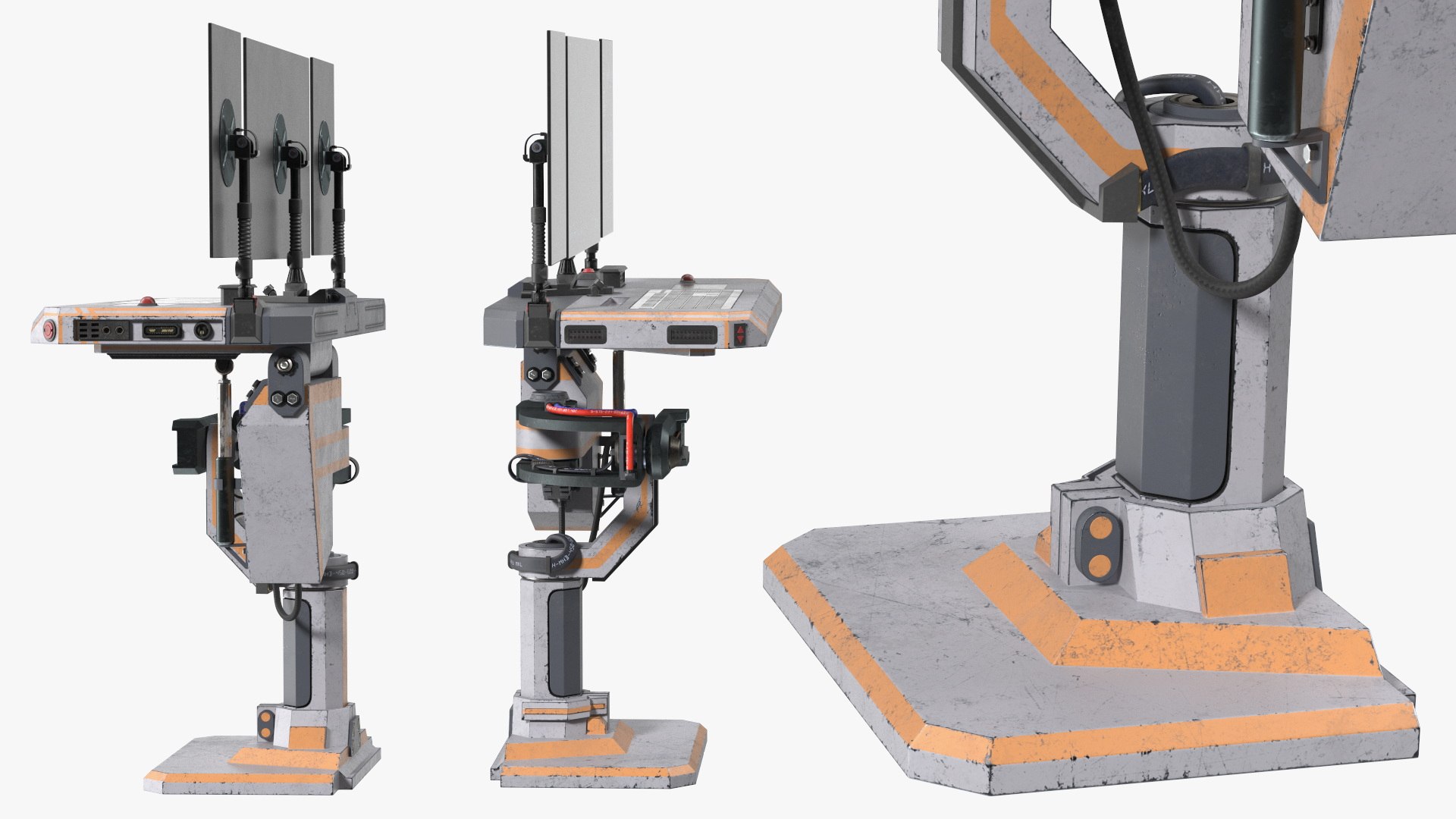 Sci-fi Three Monitor Computer 3D model - TurboSquid 2136697