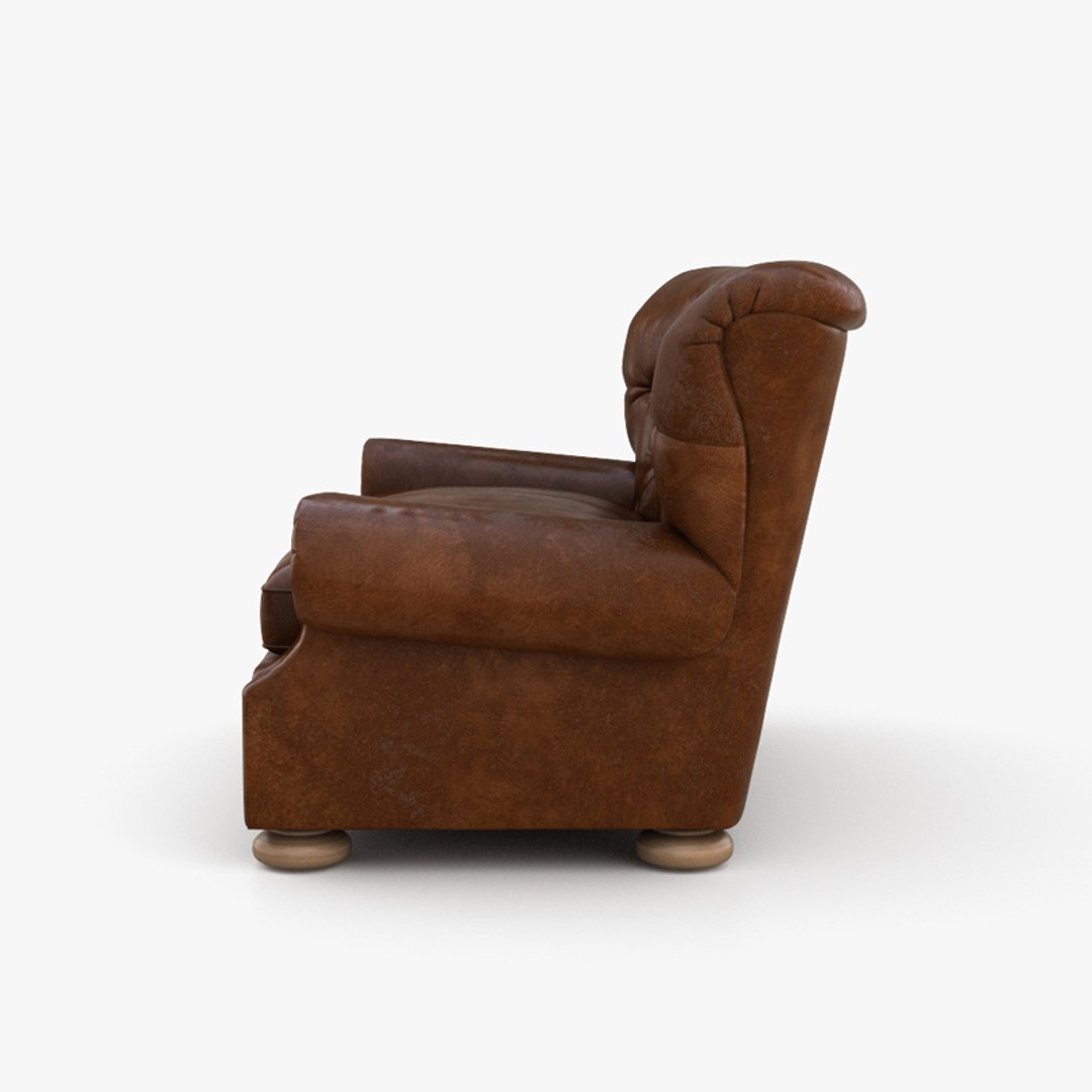 3D Restoration Hardware Churchill Leather Sofa Model TurboSquid