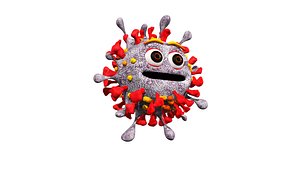 3D cartoon virus rig modeled model