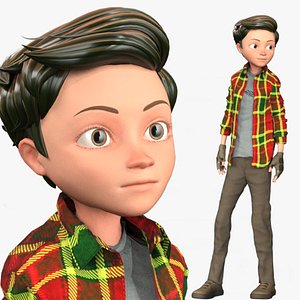 Cartoon Rigged Toon Little Boy-Jon Character 3D Model