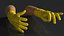 Hands in Yellow Rubber Gloves Rigged for Cinema 4D
