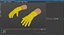Hands in Yellow Rubber Gloves Rigged for Cinema 4D