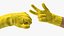 Hands in Yellow Rubber Gloves Rigged for Cinema 4D