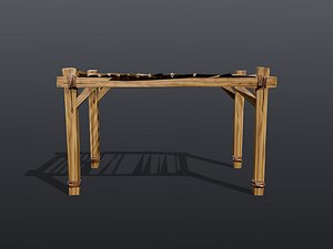 Wooden Ramada Shade Structure - Low Poly PBR