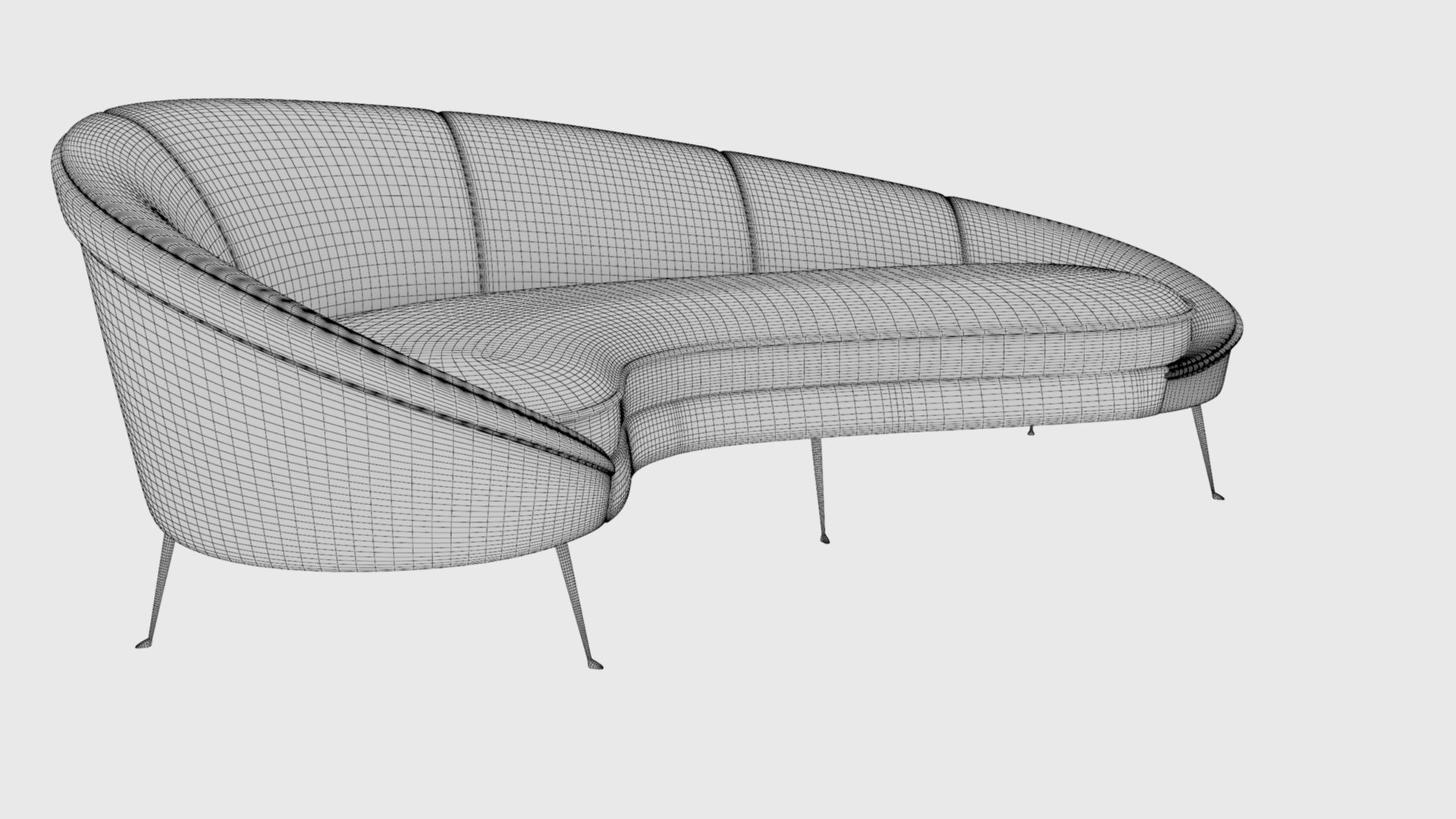 Ico PArisi Style Modern Curved Sofa Collection 3D Model - TurboSquid ...