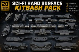 Sci-Fi Hard Surface Kitbash Pack 3D model