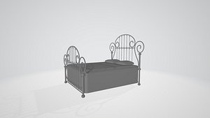antique double bed 3D model