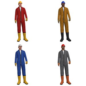 3d rigged worker man
