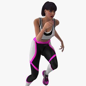 3D Woman Athlete with Starting Block Rigged for Modo model