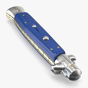 Stiletto Knife Folded Blue Handle 3D model