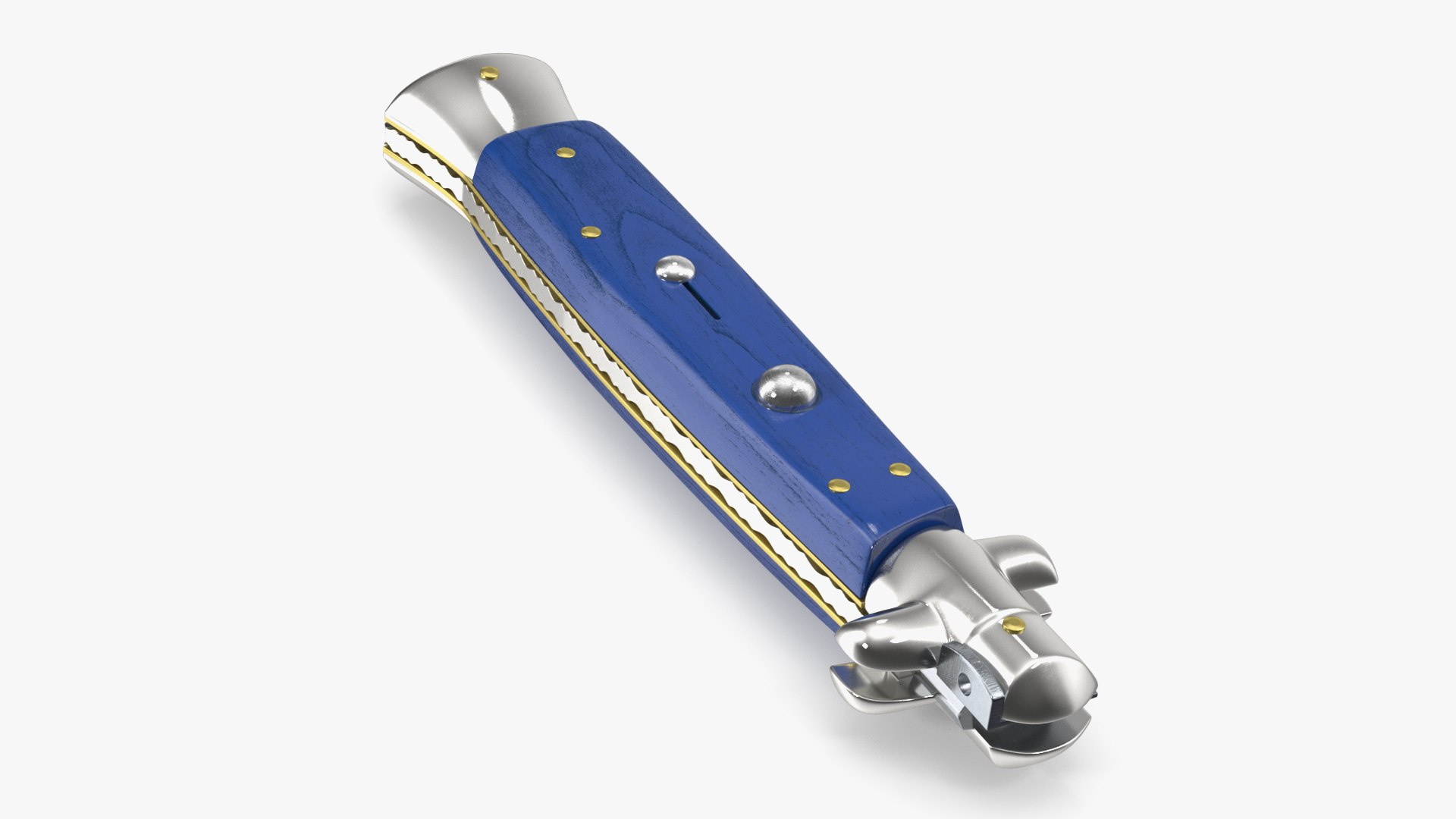 Stiletto Knife Folded Blue Handle 3D model preview