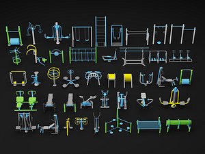 3D Outdoor Fitness Equipment Pack 3D Models model