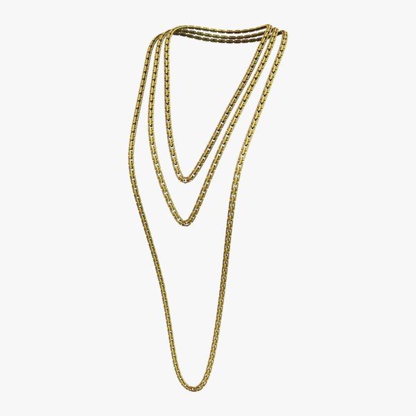 Gold Chains Long Necklace model TurboSquid 1999640