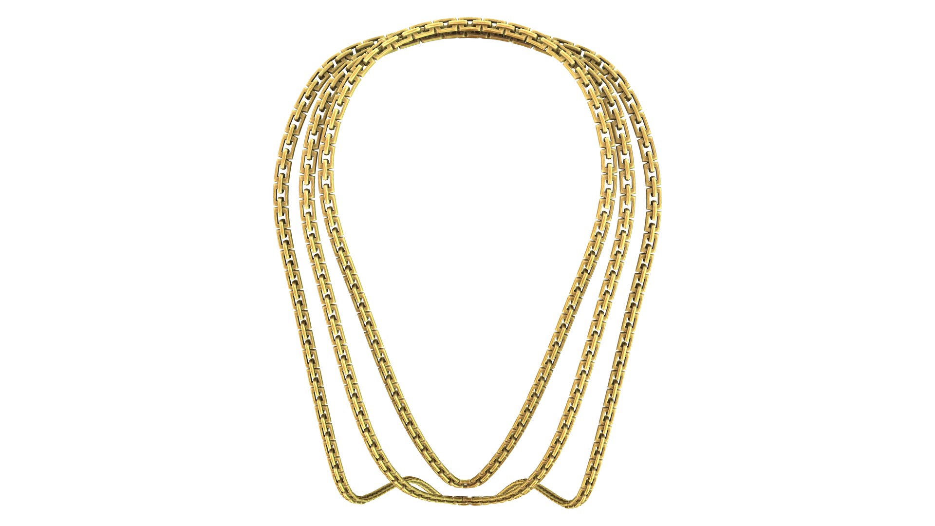 Gold Chains Long Necklace Model - TurboSquid 1999640