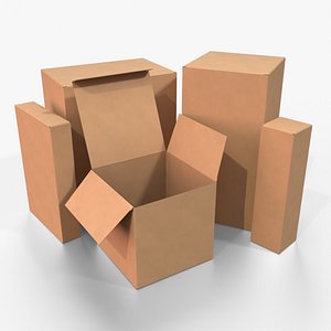 3D Tuck Top Boxes - Tall Packaging Set model