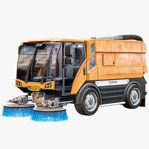 Road Sweeper Vehicle Johnston Orange