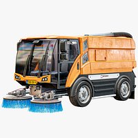 Road Sweeper Vehicle Johnston Orange