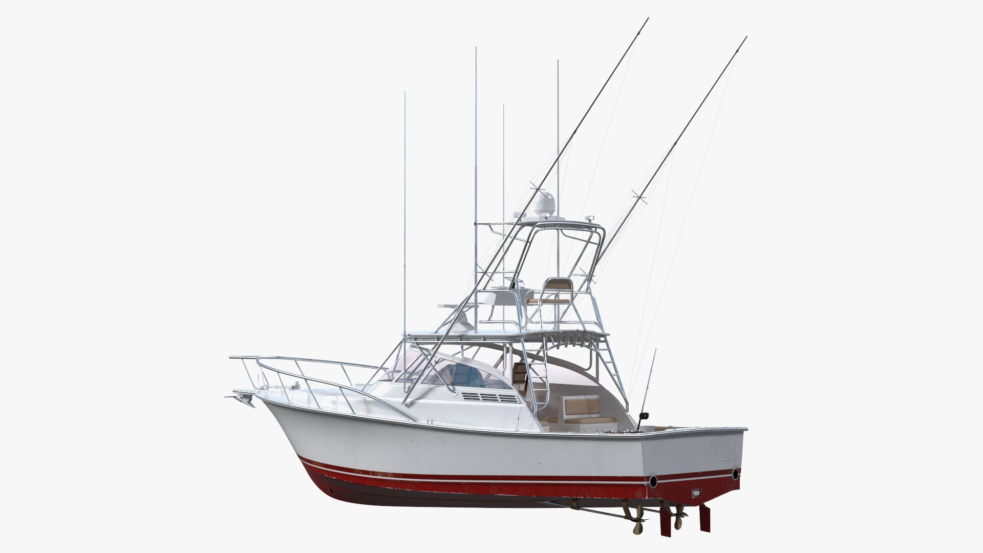 Used Sports Fishing Boat Henriques 35 Red 3D model preview