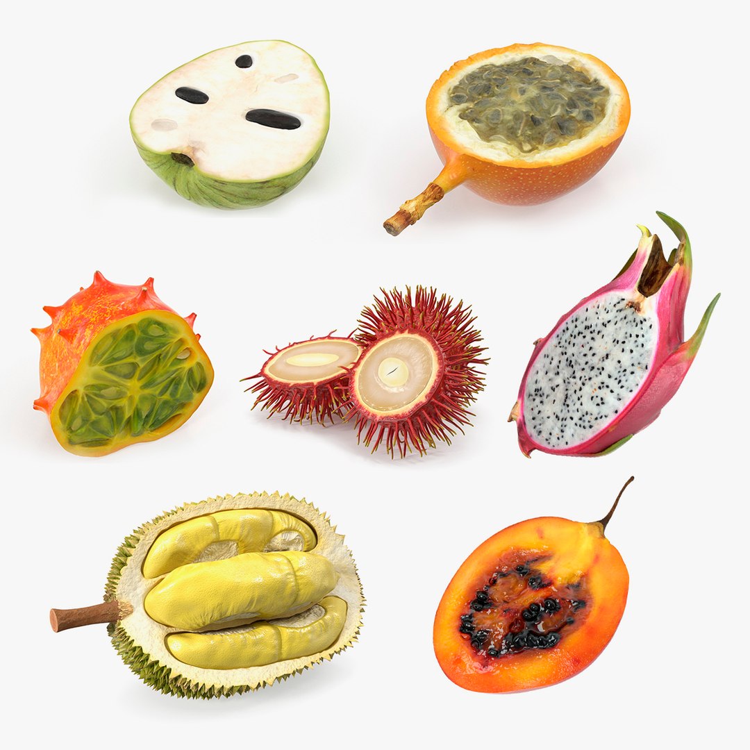 Cutted Exotic Fruits Collection 3 3D model preview