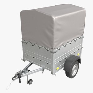 3D Car trailer single axle with extra walls cover jockey wheel high frame model
