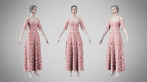 Dress 10 Crimson Bloom Lattice 3D
