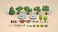 3D Cartoon Low Poly Trees Flowers Pack