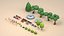 3D Cartoon Low Poly Trees Flowers Pack