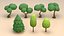3D Cartoon Low Poly Trees Flowers Pack