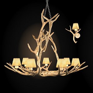 3dsmax deer horn chandelier
