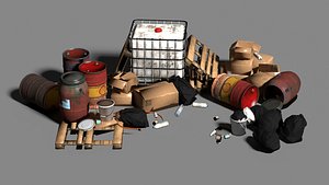 Trash 3d model Low-poly 3D model