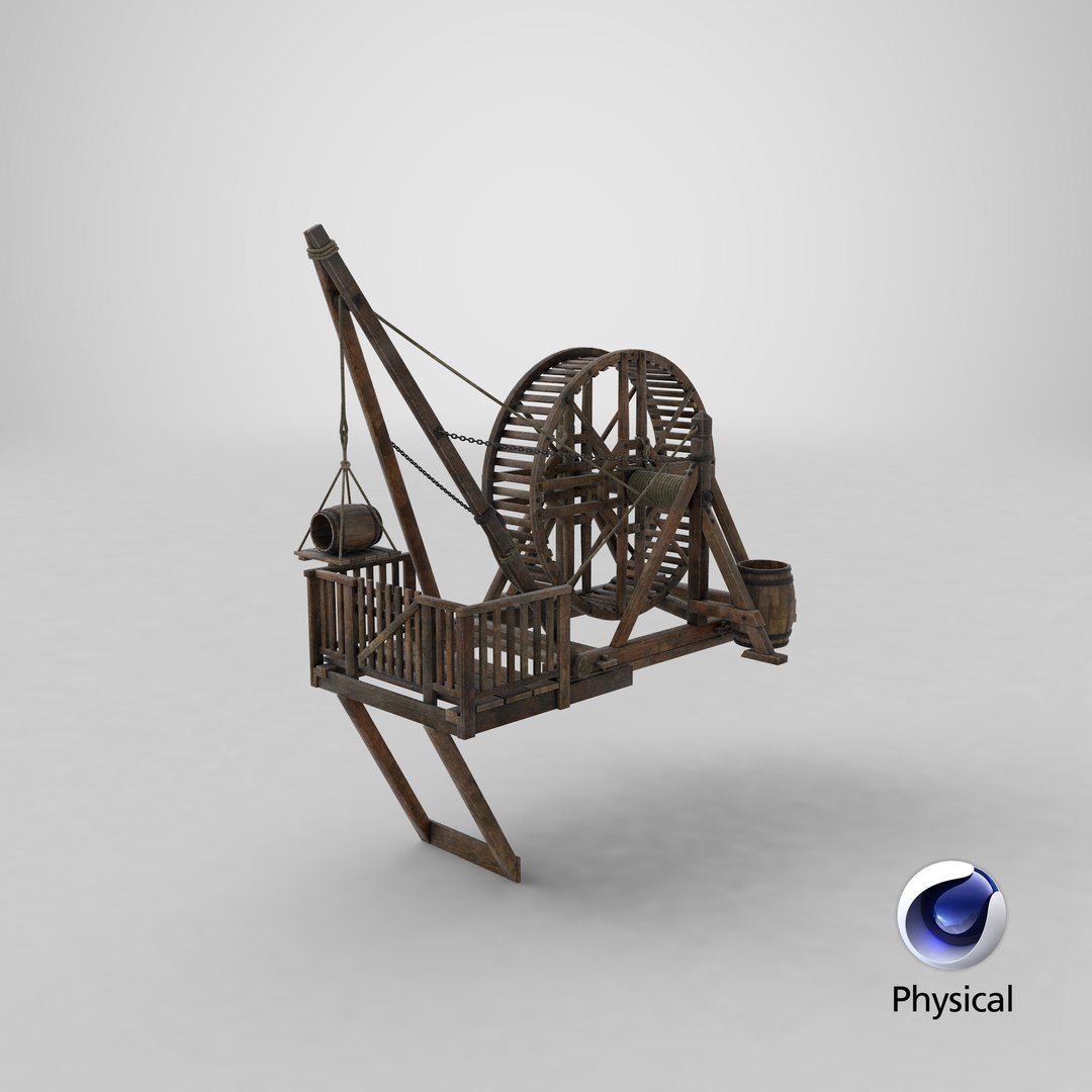 Medieval Treadwheel Wooden Crane 3D model - TurboSquid 1813075