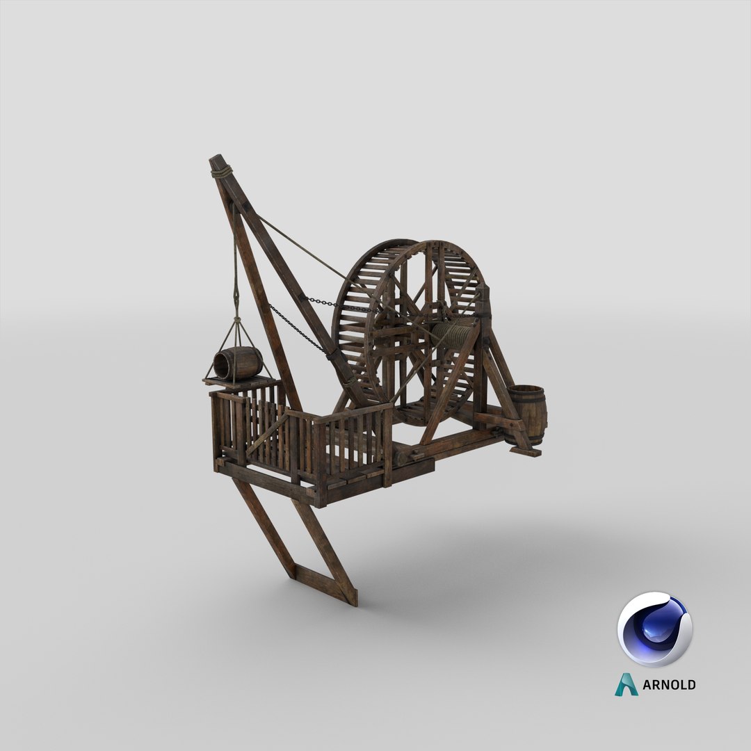 Medieval Treadwheel Wooden Crane 3D Model - TurboSquid 1813075