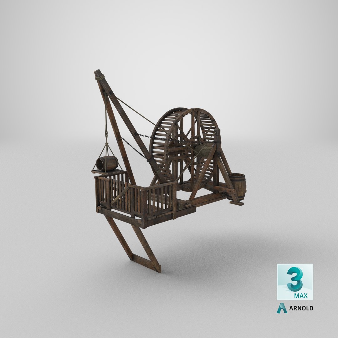 Medieval Treadwheel Wooden Crane 3D model - TurboSquid 1813075
