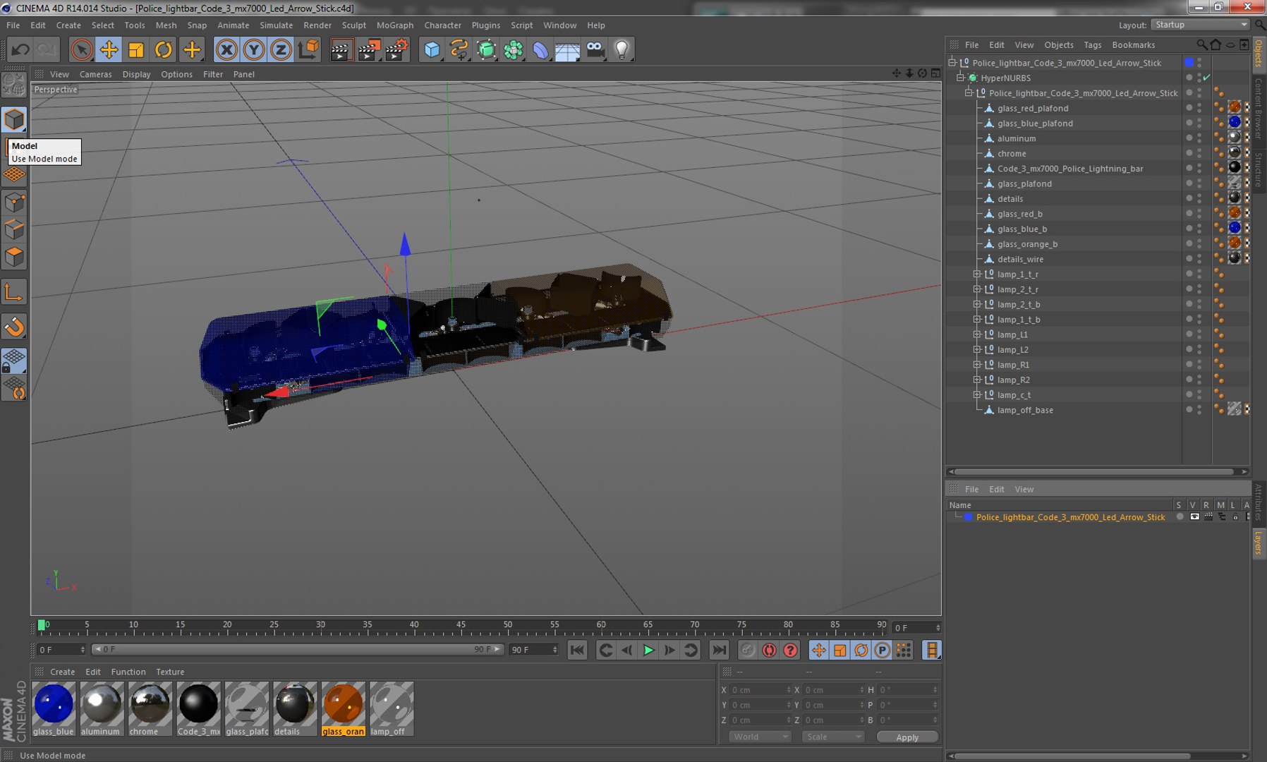 3d Police Lightbar Code 3 Model