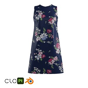 Satin Shift Dress 3D model