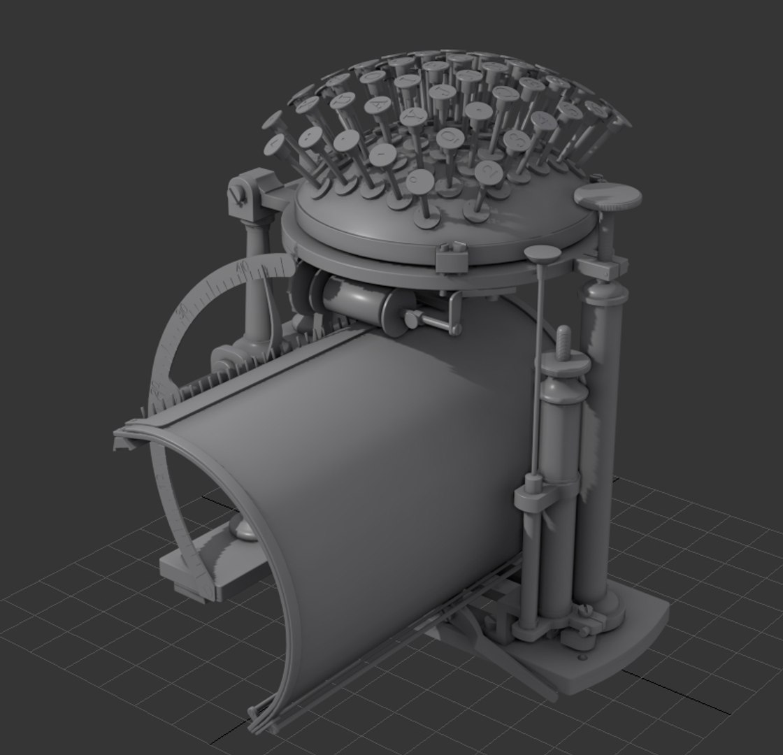 3D Hansen Writing Ball Typewriter TurboSquid 2100619