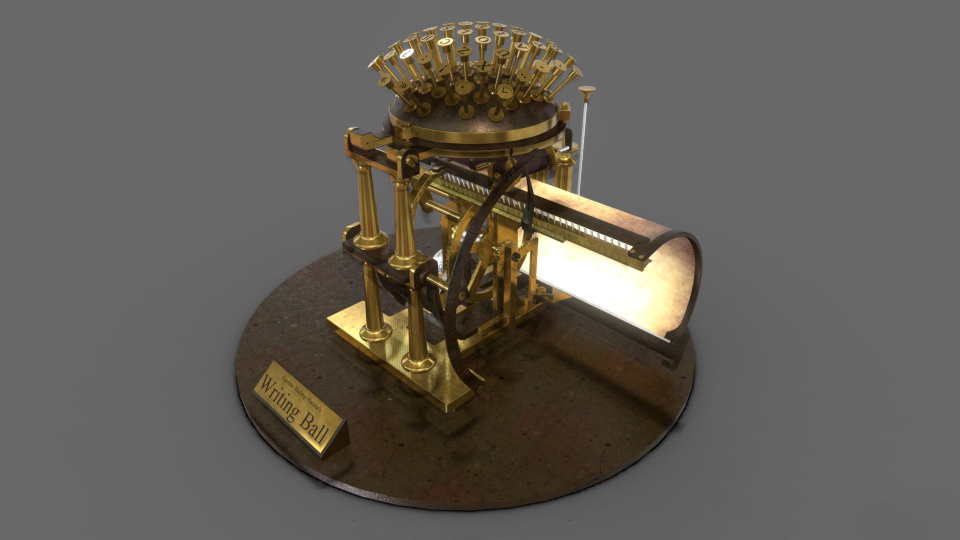 3D Hansen Writing Ball Typewriter TurboSquid 2100619