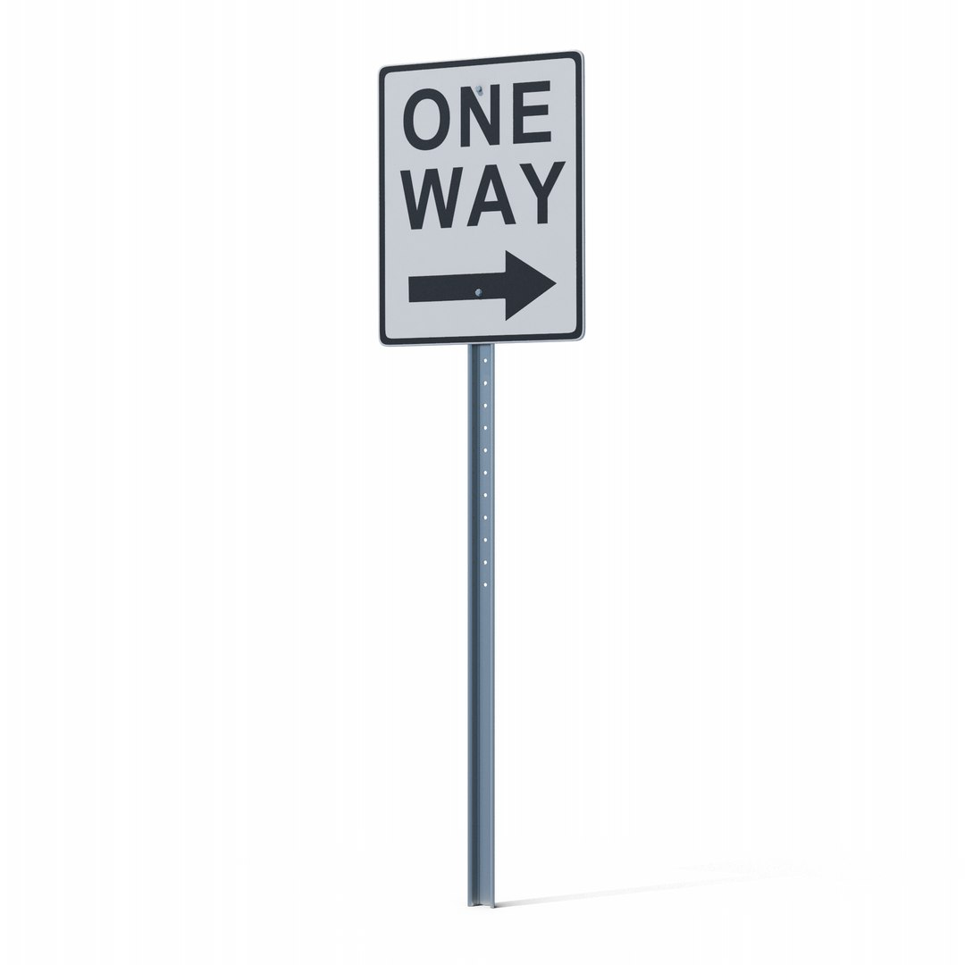 3D One Way Sign Pole - TurboSquid 2044217