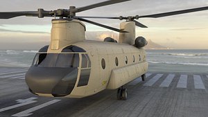3D chinhook transport helicopter model