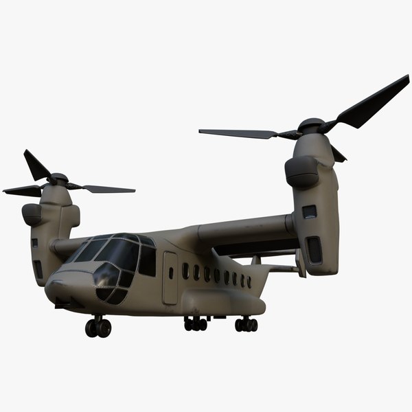 Military Tiltrotor Aircraft Earth Tones 3D model