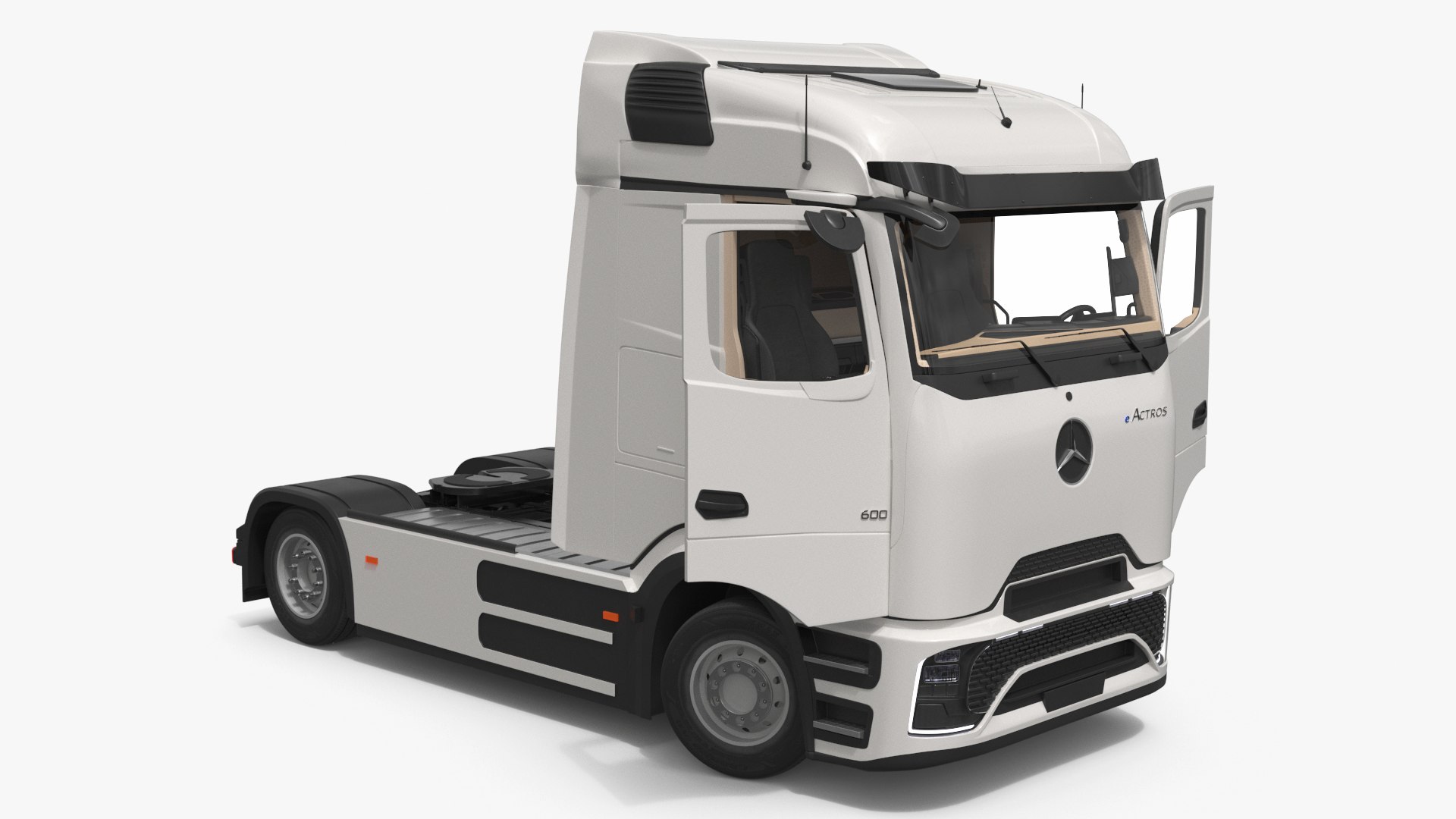 Mercedes eActros 600 Tractor Unit White Rigged 3D model preview