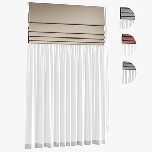 Roman blinds with tulle 3D