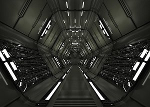 SCI FI INTERIOR SCENE SPACE SHIP Low-poly