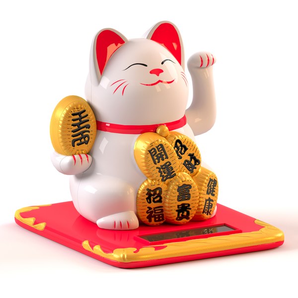 white maneki neko cat 3D model