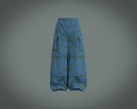 Mens Baggy irregular wide leg denim pants blue jeans