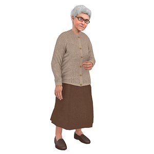 3D rigged old woman model